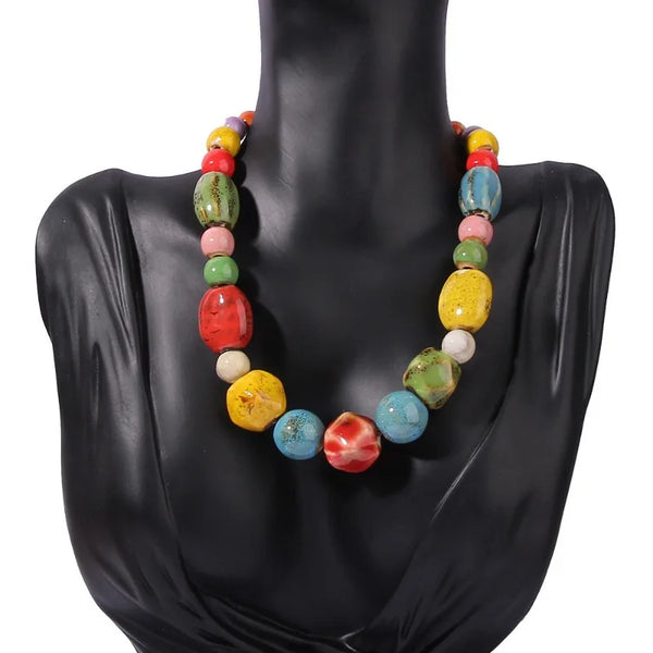Ceramic planets necklace