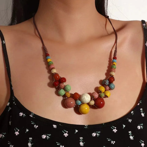 Ceramic planets necklace