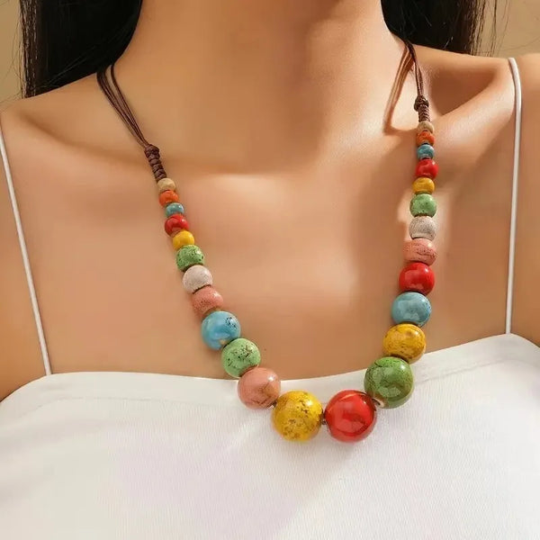 Ceramic planets necklace
