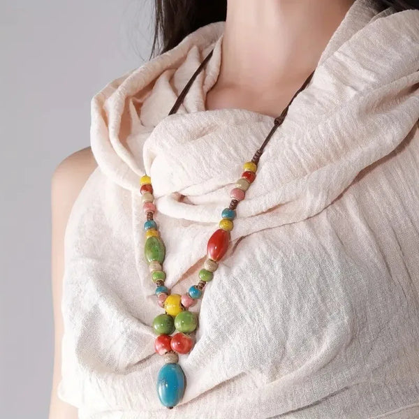 Ceramic planets necklace