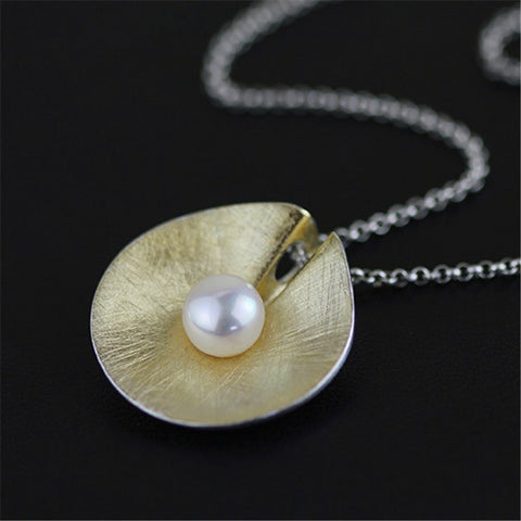925 Sterling Silver Natural Pearl Handmade Necklace