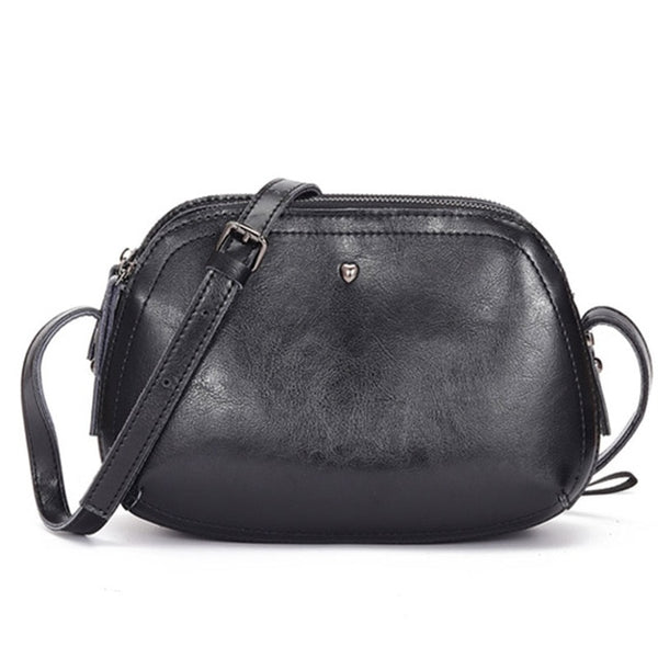 100% Genuine Leather Retro Women Messenger Bag High Quality Small Flap Bags Lady Shoulder Bag Black Brown Tote Handbag