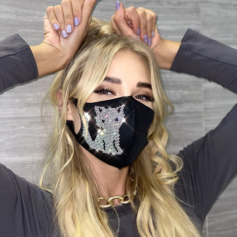 Shiny Rhinestone Cat Decoration Face Mask Jewelry for Women Sexy