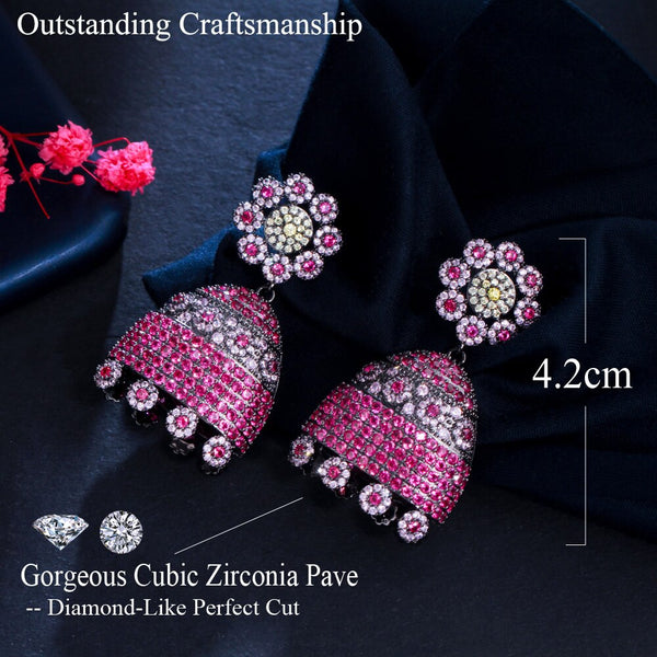 Zirconia Stone Cluster Flower Luxury Geometric Wedding Party