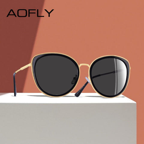 AOFLY BRAND DESIGN New 2019 Cat Eye Sunglasses Women Gradient Lens Polarized